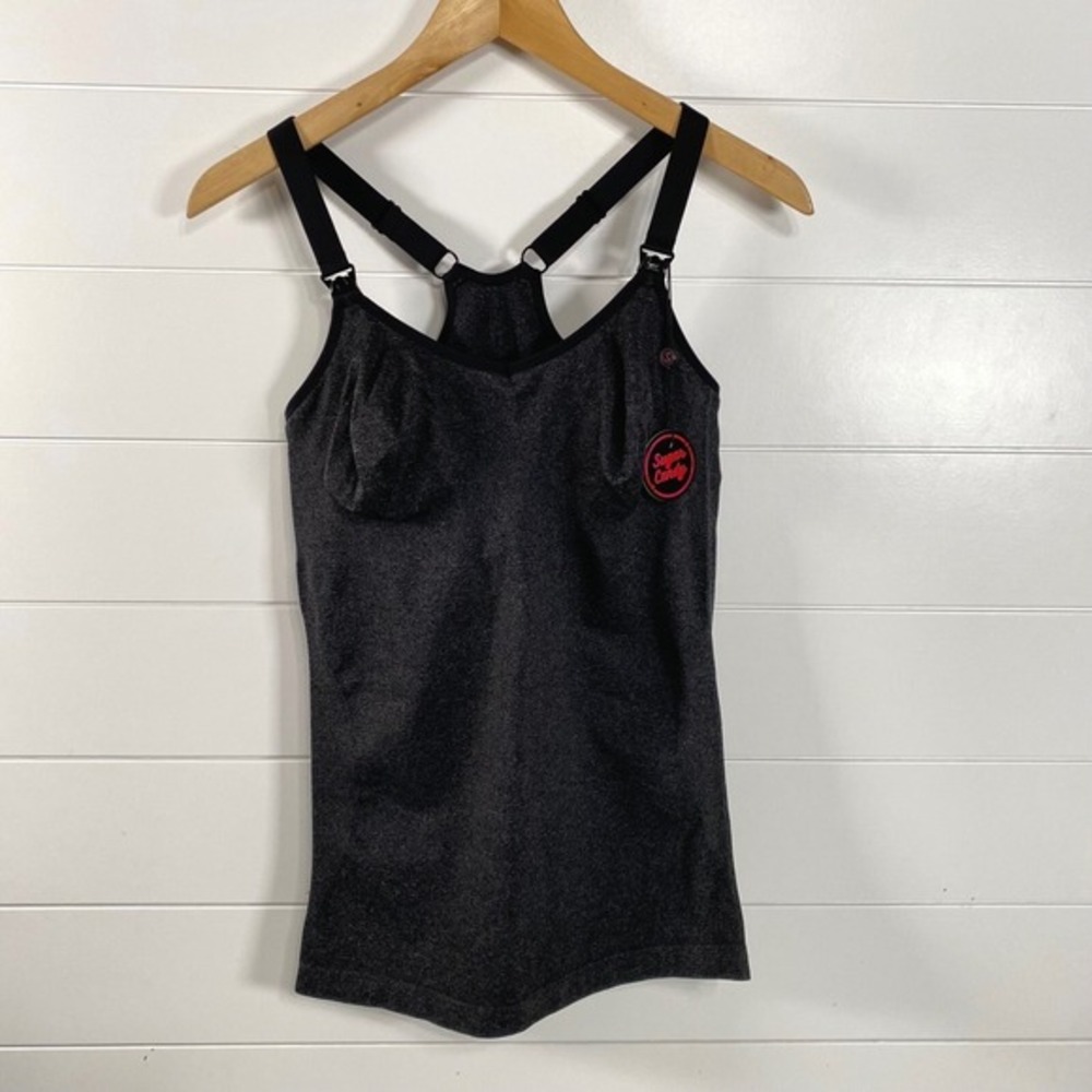 Cake Lingerie Womens Sugar Candy Nursing Racerback Tank Top S Gray Built in Bra‎